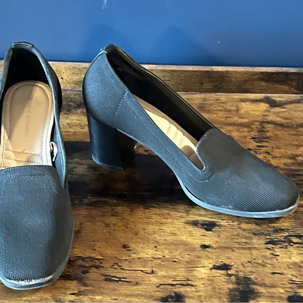 Adrienne Vittadini Black Block Heel Shoes